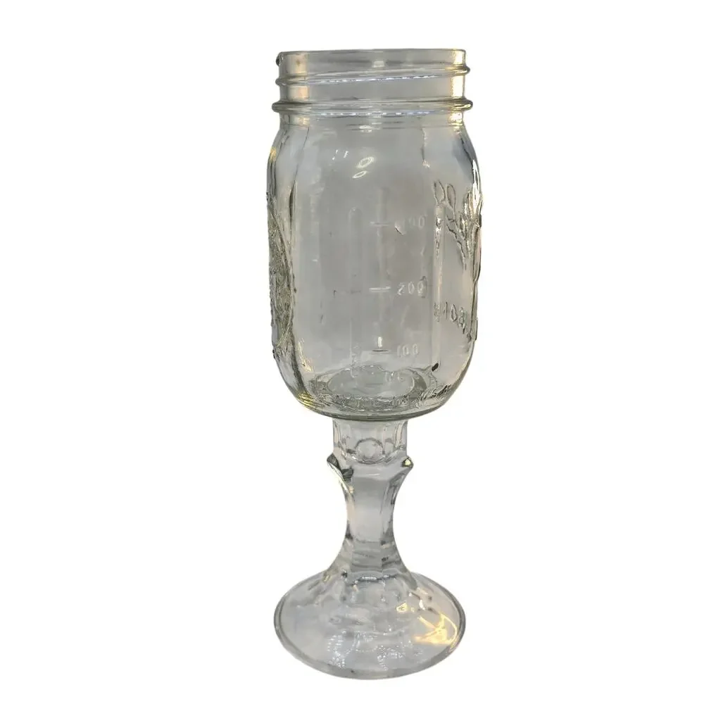 Ball Mason Jar Redneck Hillbilly Wine Glass Goblet Pedestal Drinkware Vintage